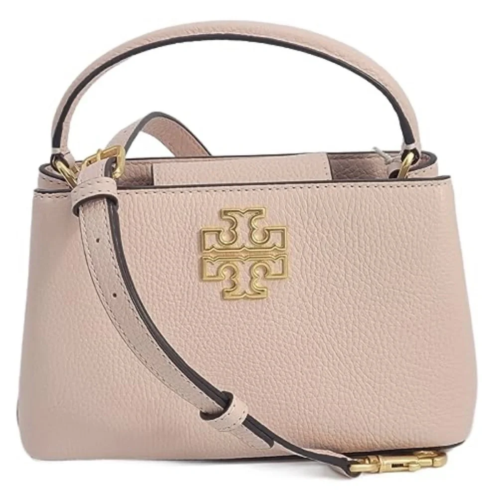 Tory Burch Britten Mini Satchel Crossbody Delicate Pink Pebbled Leather NWT